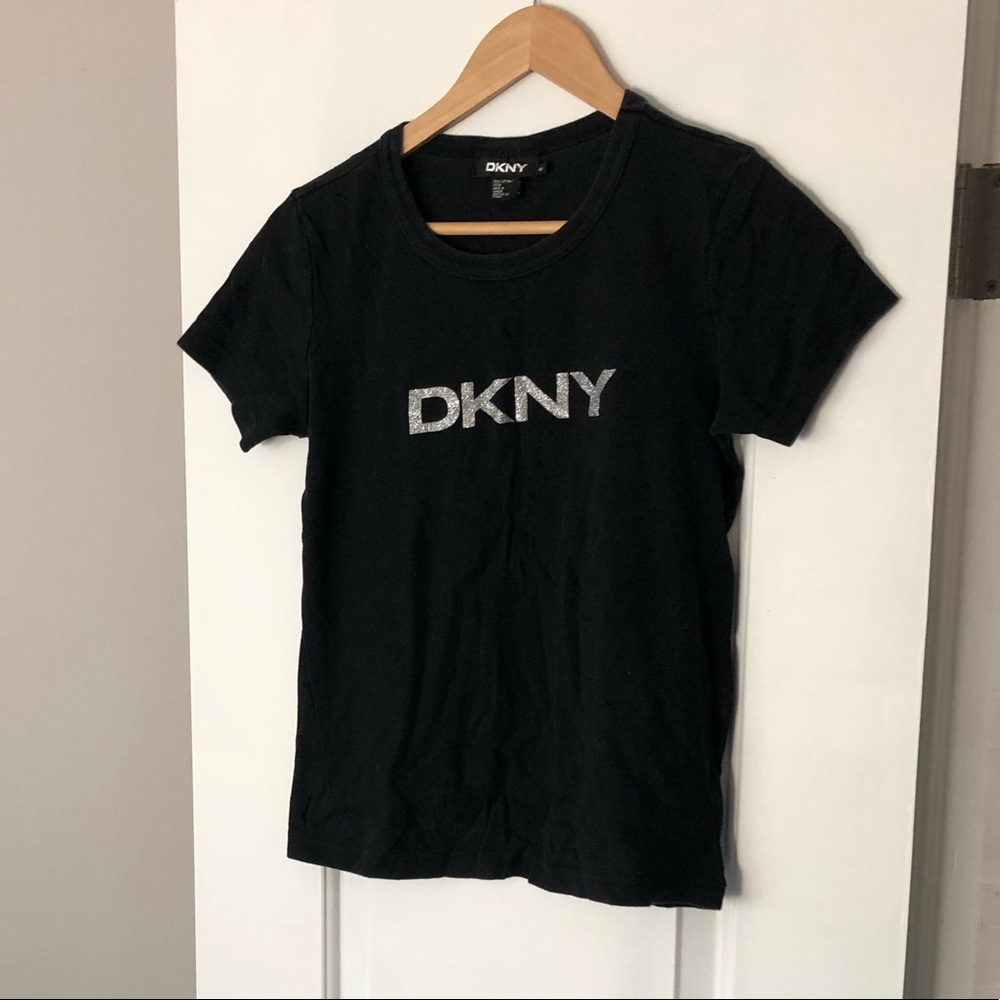 EUC DKNY black short sleeved cotton top
